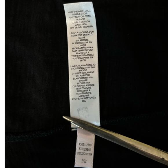 CHICOS Womens Sz 2 M Black Short Sleeve Top w/ Side Tie Cotton Blend India - Picture 7 of 7